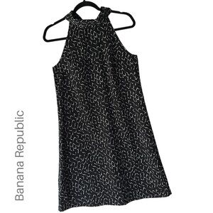 BANANA REPUBLIC | NWOT BLACK & WHITE PRINT HALTER TIE NECK DRESS BACK ZIPPER | 6
